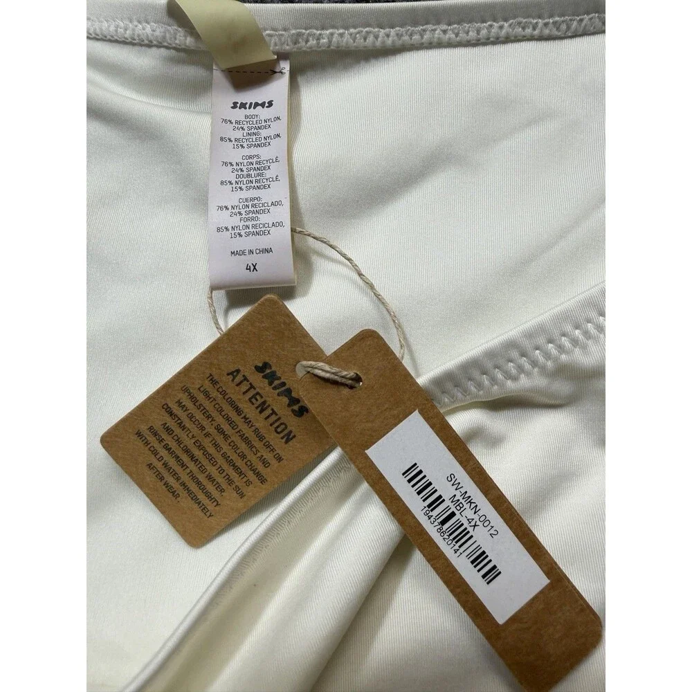 Skims Swims Women Size 4X Cut Out Monokini One Piece Swimsuit White SW-MKN-0012